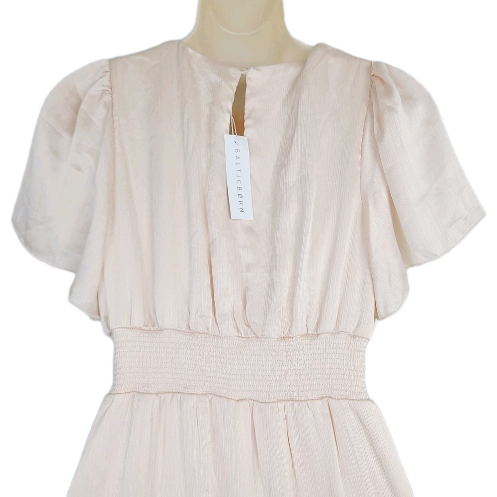 NEW Baltic Born‎ Birdie Maxi Dress S Cream Beige Silky Flowy V-Neck Formal Boho - Picture 5 of 13